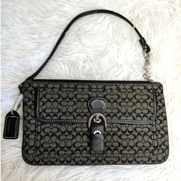 y2k COACH Soho Black and Gray Signature Canvas Wristlet - Picture 1 of 8